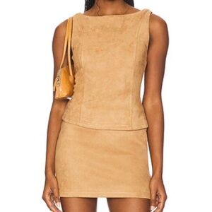 Super down Aviva Faux Suede Top and Skirt Set XS